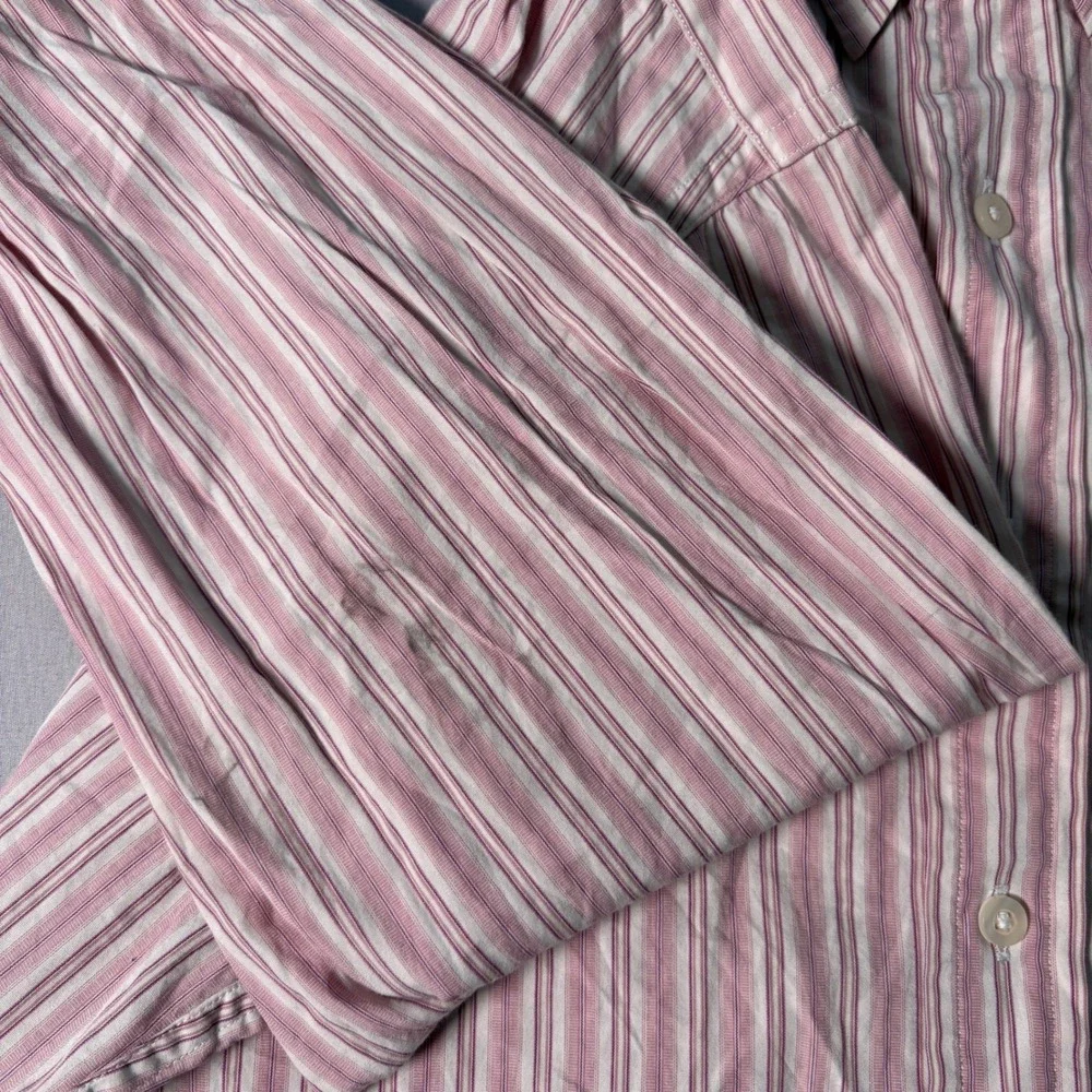 Polo Ralph Lauren Mens Large Pink White Striped Long Sleeve Button Down Shirt